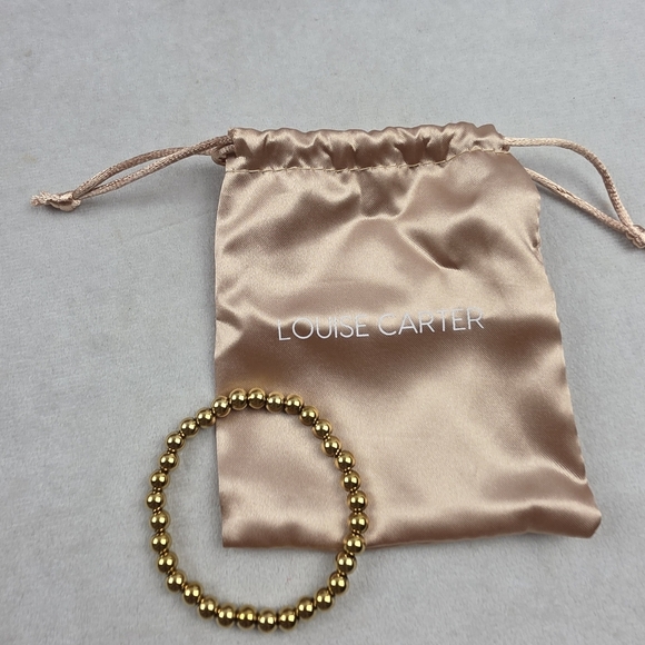 NIB Louise Carter 6mm Caicos Beaded Bracelet 18k Gold Plated Strechy - Picture 4 of 4